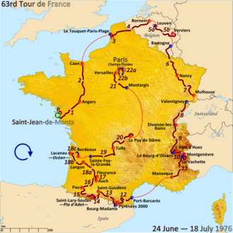 Detalles y perfil general del Tour de Francia 1976