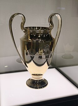 El trofeo de la Liga de Campeones de la UEFA 1992-1993 exhibido en el Stade Vélodrome.