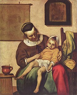 Pintura de una niña enferma