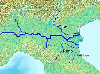 Trazado y curso del río Po o Padus
