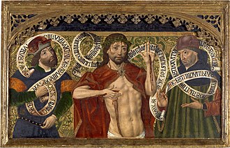 Cristo de Piedad entre los profetas David y Jeremías