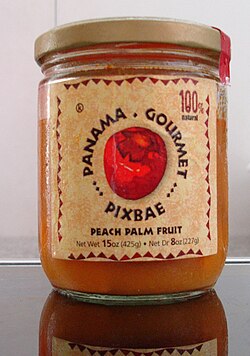 Producto comercial de chontaduro enlatado en Panamá