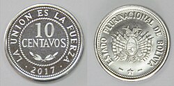 Monedas de 10, 20 y 50 centavos