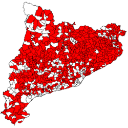 Mapa de municipios adheridos a la Asociación de Municipios por la Independencia