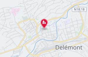 Mapa detallado del territorio y alrededores de Delémont