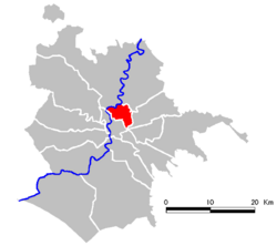 Ubicación del distrito en Roma
