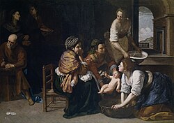 Pintura clásica del Nacimiento de san Juan Bautista realizada por Artemisia Gentileschi en 1635.