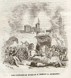 Ataque y toma de Almadén por los carlistas en octubre de 1836.