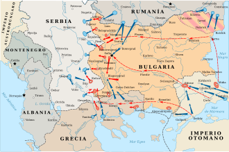 Mapa de las operaciones militares de la segunda guerra de los balcanes