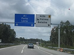Entrada de la autopista A1 en Fátima