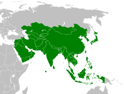 Mapa de países que pertenecen al Consejo Olímpico de Asia