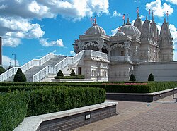 Templo hindú en Neasden, uno de los templos hinduistas más grandes de Europa.