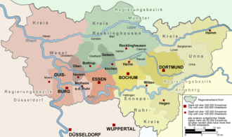 Diagrama de la estructura administrativa de la Asociación Regional del Ruhr