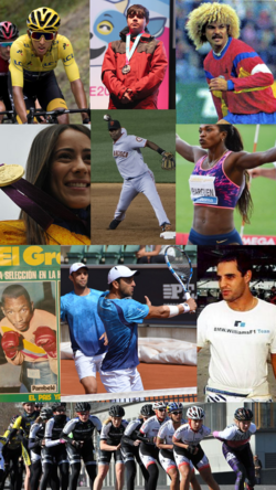 Collage de deportistas colombianos destacados