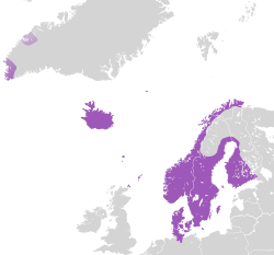 Mapa histórico que muestra la extensión de la Unión de Kalmar alrededor del año 1400