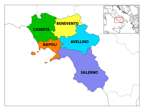 Mapa de las provincias de Campania