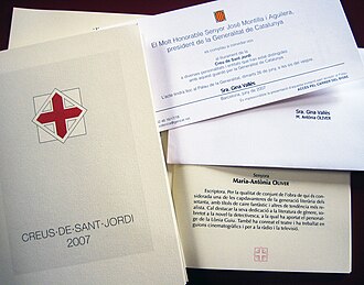 Invitaciones al acto de Entrega de las Creus de Sant Jordi de 2007