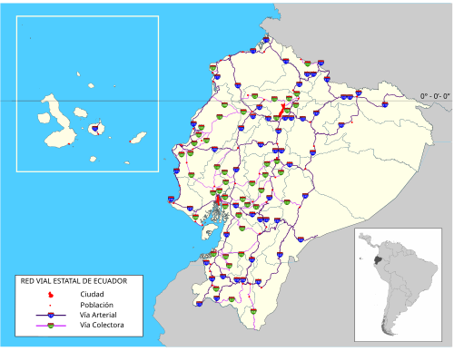 Mapa esquemático de la Red Vial Estatal del Ecuador