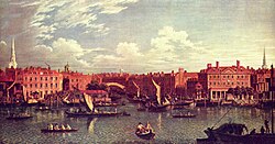 Entrada al Río Fleet pintada por Samuel Scott en 1750