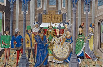 Pintura de la boda entre Juan I y Felipa de Lancaster