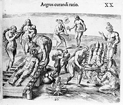 Ilustración histórica sobre las consecuencias de las enfermedades europeas en la población indígena americana.