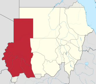 Mapa histórico y ubicación geográfica de Darfur en el oeste de Sudán