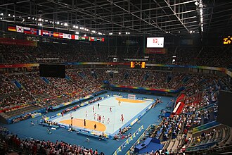 Partido de balonmano entre España y Croacia