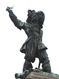 Estatua conmemorativa dedicada al corsario Jean Bart en Dunkerque