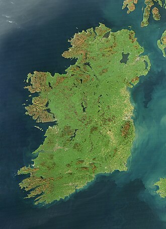 Mapa de localización y entorno geográfico de la isla de Irlanda