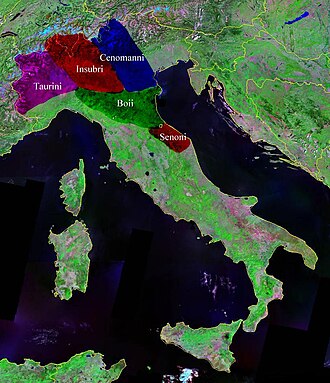 Representación de las tribus galas en el norte de Italia