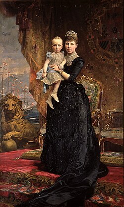 La reina regente María Cristina con su hijo Alfonso XIII