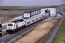Tren Talgo pasando por un cambiador de ancho