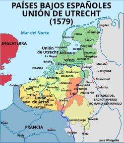 Mapa de la Unión de Utrecht y Arrás