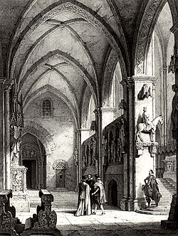 Litografía histórica de la catedral de Bamberg