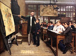 Profesor y alumnos en un aula