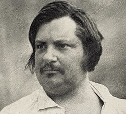 Retrato en blanco y negro de Honoré de Balzac en 1842.