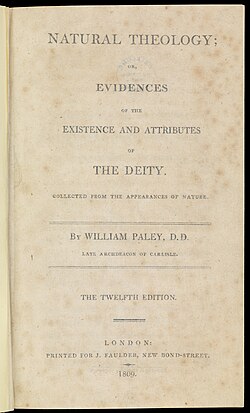 Página de título de la edición de 1809 de Teología natural