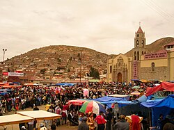 Santuario de la Virgen del Socavón durante las celebraciones del carnaval.