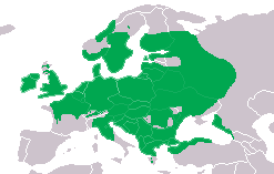 Mapa de distribución geográfica de Lissotriton vulgaris en Europa