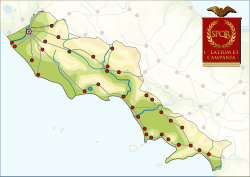 Mapa de la Regio I Latium et Campania