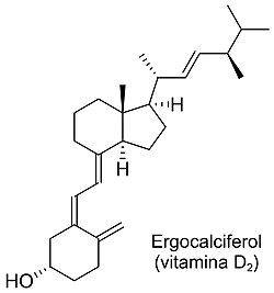 Representación de la molécula y estructura química vinculada a la vitamina D.