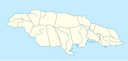 Mapa de localización que muestra Kingston ubicada en Jamaica.