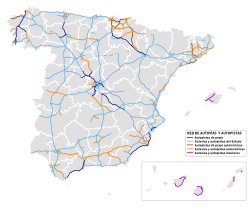 Mapa de la red española de autopistas y autovías