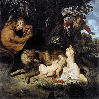 Pintura clásica de Rubens representando a los hermanos Rómulo y Remo.