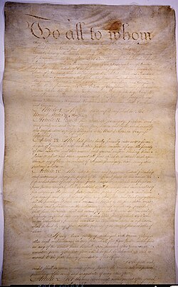Primera página de los Artículos de la Confederación