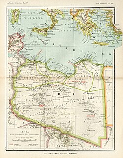 Mapa de las provincias de la Libia italiana en 1938