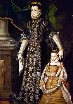 La Reina Isabel de Valois junto a su hija la infanta Isabel Clara Eugenia