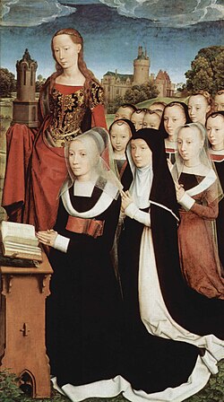 Panel femenino del Tríptico de Wilhelm Moreel por Hans Memling.