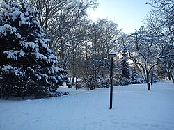 Paisaje urbano de Landskrona durante el invierno