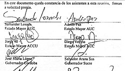 Documento del Pacto de Ralito